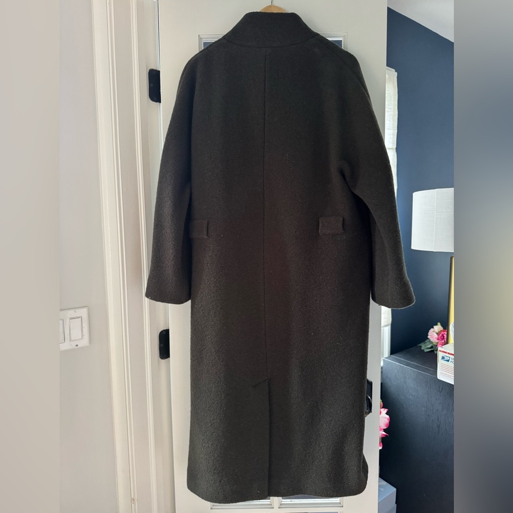NWT ba&sh khaki “Colin” shawl collar long coat Size Large - Picture 7 of 16